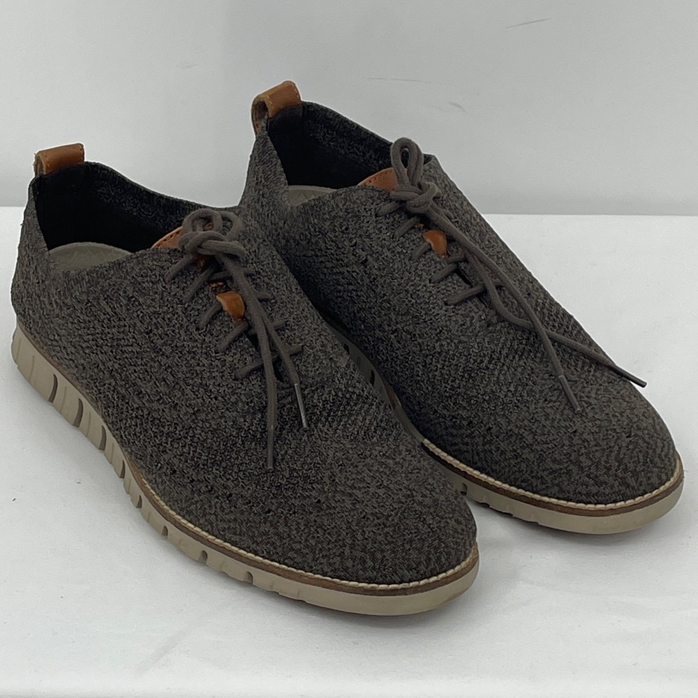 Cole Haan GRAND Dark Brown Knit Lace-Up Casual Oxfords MENS SIZE 9.5 M